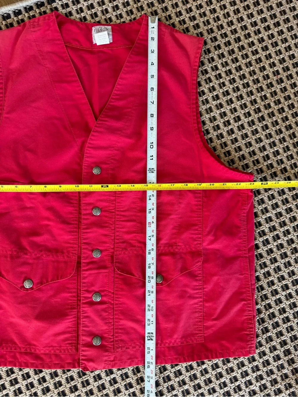 Vintage Filson Red Utility Fishing Vest with Snaps, Pockets 1950s-1970s Gorpcore
